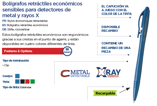 BOLIGRAFO RETRACTIL DETECTABLE METAL & X RAY